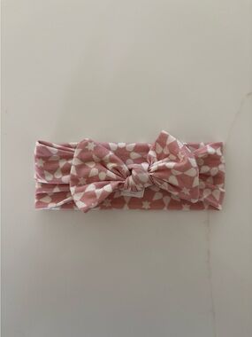 Pink Star Print Knot Bow Headband